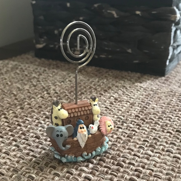 NWOT Wire Photo Frame Holder Noah's Ark Baby Room Front & Back Detail Religion - Picture 1 of 4
